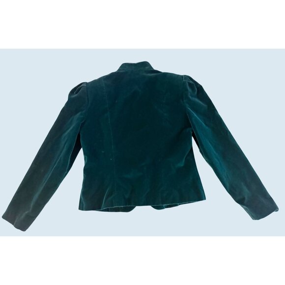 Vintage HARRISON DAVIS Green Velvet Full Button Blazer Coat 1980s Sz S - Picture 6 of 8